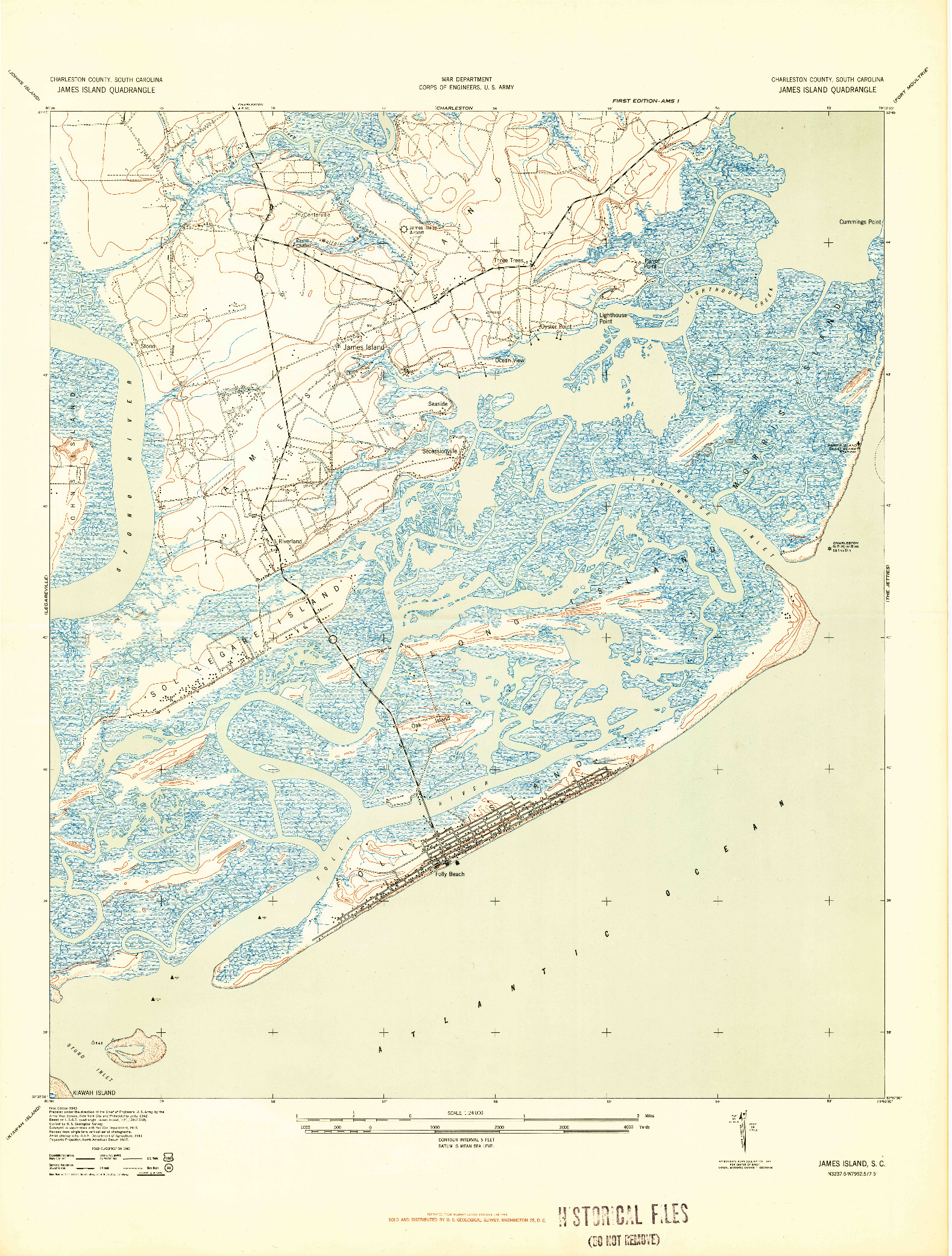 USGS 1:24000-SCALE QUADRANGLE FOR JAMES ISLAND, SC 1943