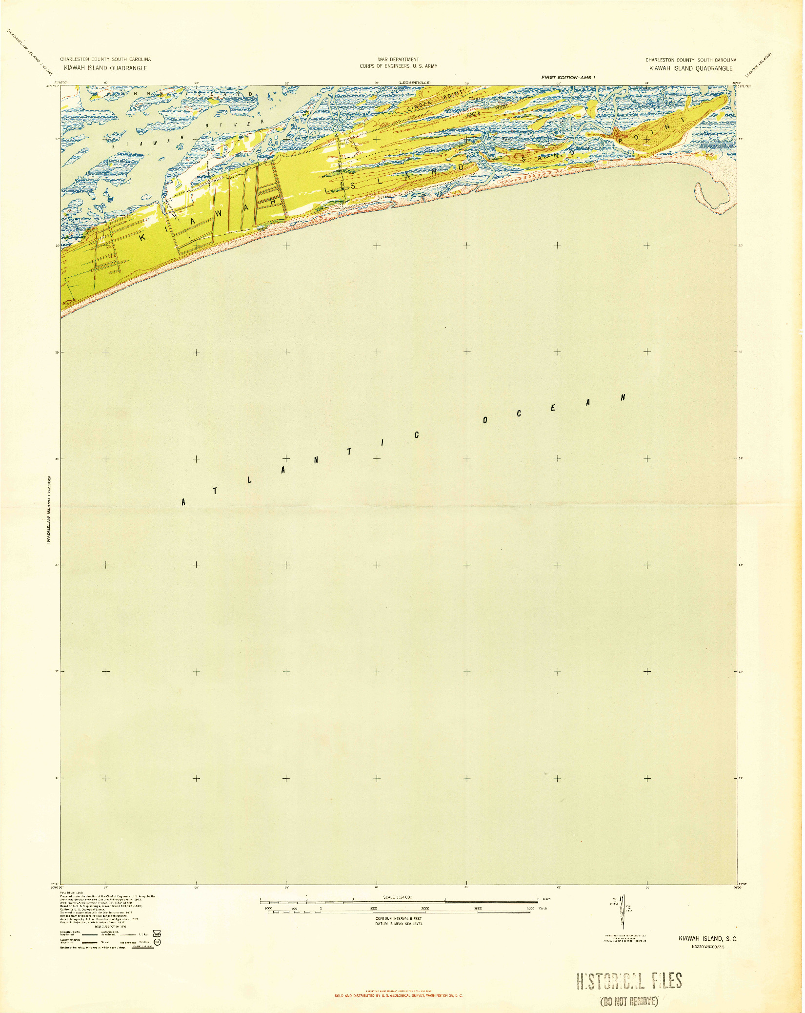 USGS 1:24000-SCALE QUADRANGLE FOR KIAWAH ISLAND, SC 1943