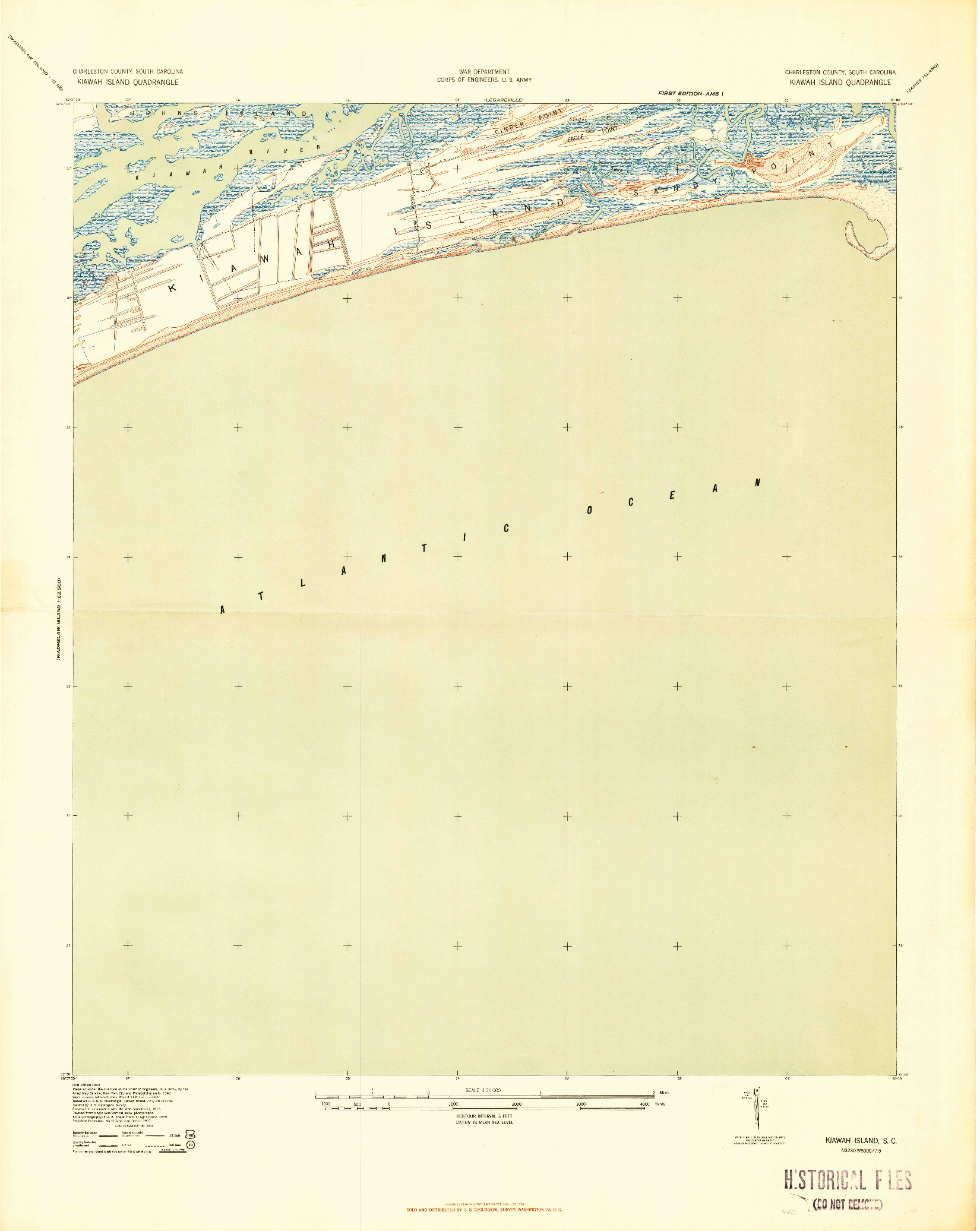 USGS 1:24000-SCALE QUADRANGLE FOR KIAWAH ISLAND, SC 1943