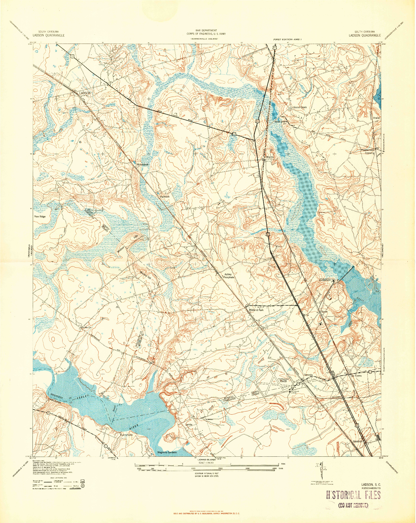 USGS 1:24000-SCALE QUADRANGLE FOR LADSON, SC 1943