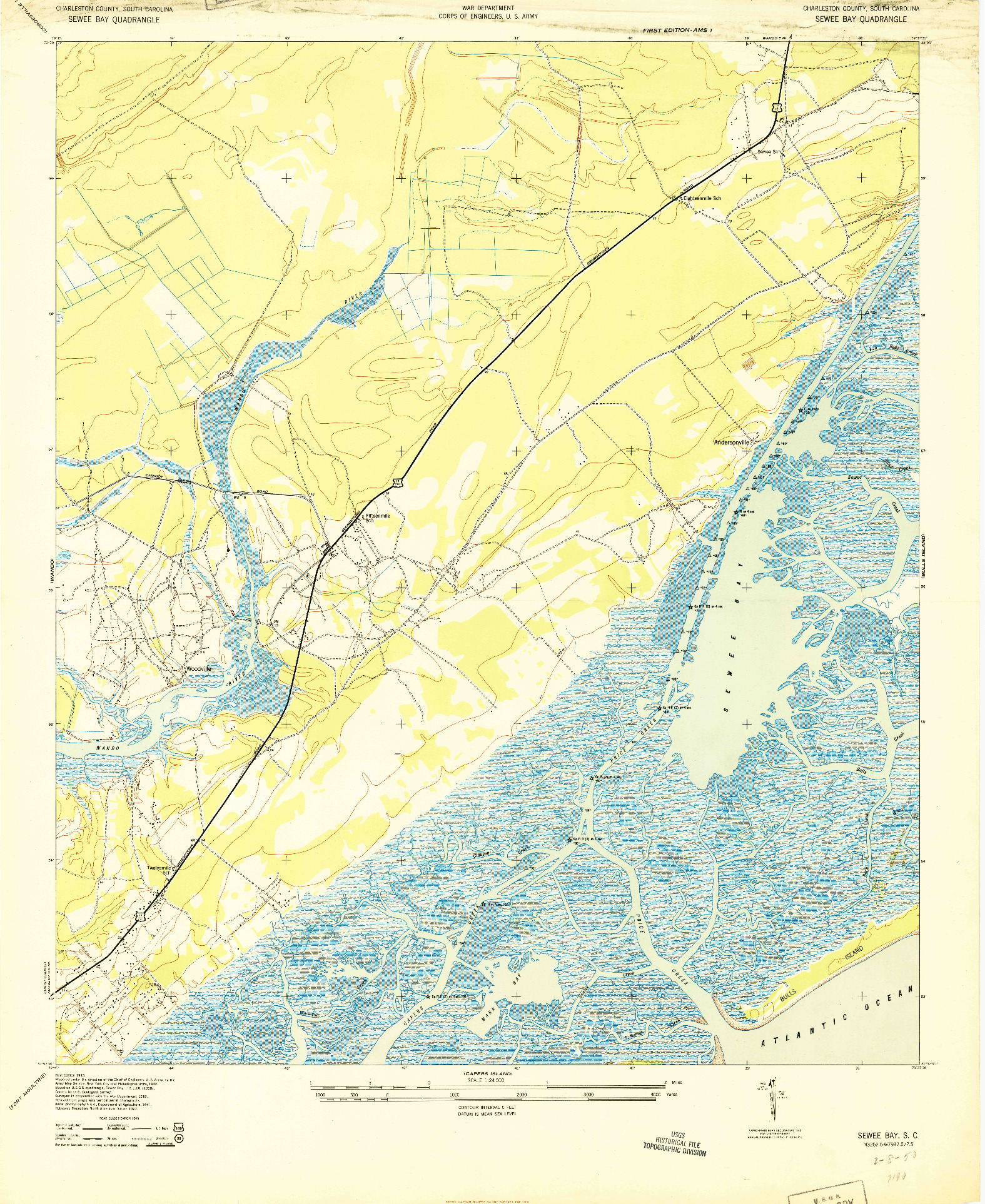 USGS 1:24000-SCALE QUADRANGLE FOR SEWEE BAY, SC 1943
