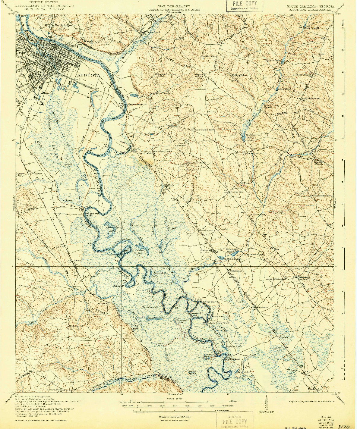 USGS 1:62500-SCALE QUADRANGLE FOR AUGUSTA, SC 1921