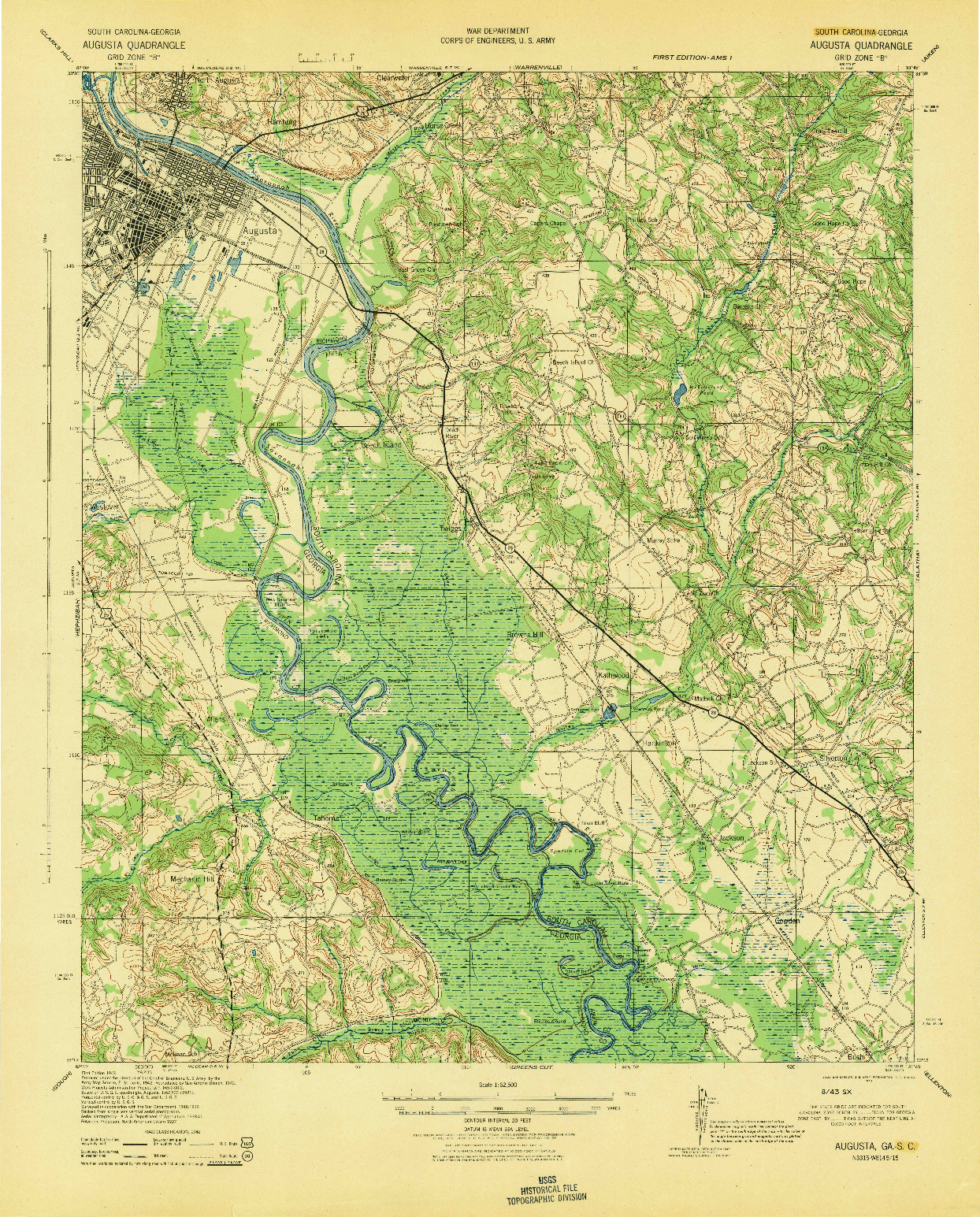 USGS 1:62500-SCALE QUADRANGLE FOR AUGUSTA, SC 1943