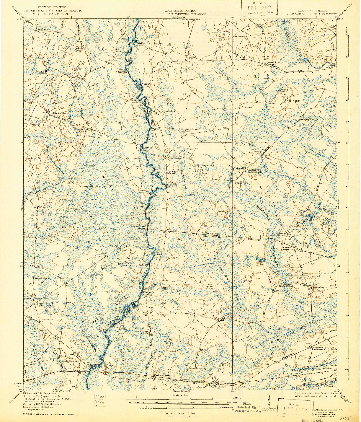 USGS 1:62500-SCALE QUADRANGLE FOR COTTAGEVILLE, SC 1918