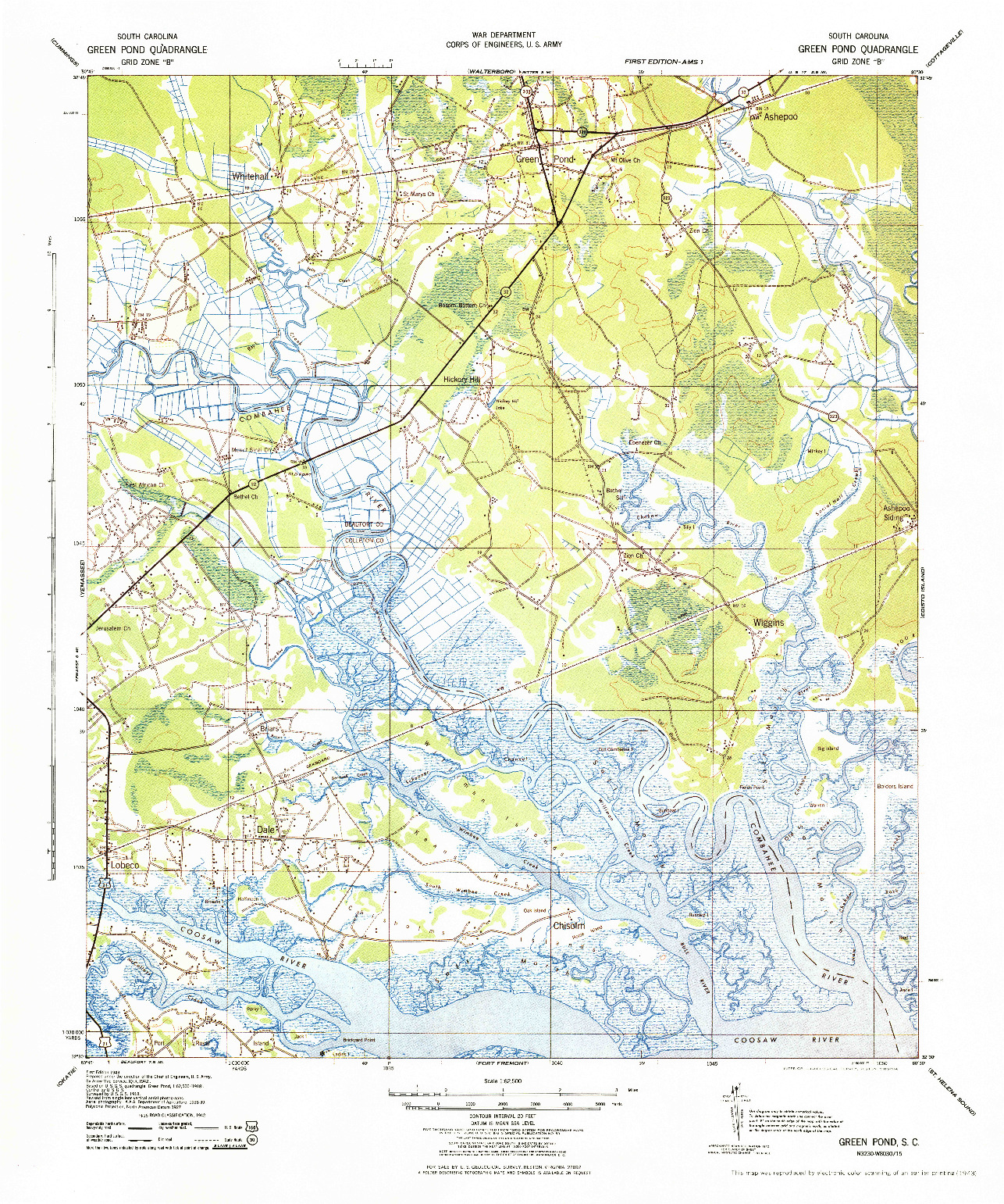 USGS 1:62500-SCALE QUADRANGLE FOR GREEN POND, SC 1943