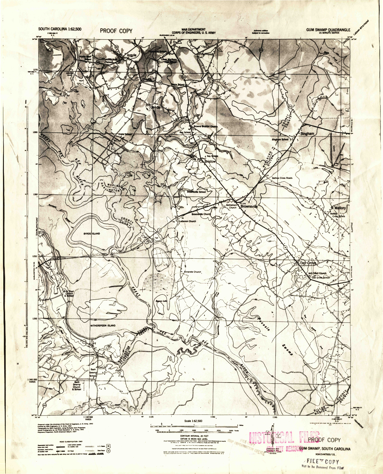USGS 1:62500-SCALE QUADRANGLE FOR GUM SWAMP, SC 1943