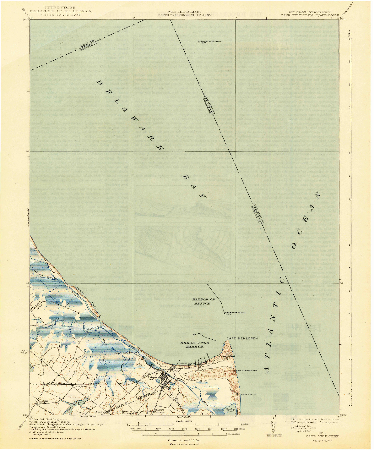 USGS 1:62500-SCALE QUADRANGLE FOR CAPE HENLOPEN, DE 1937