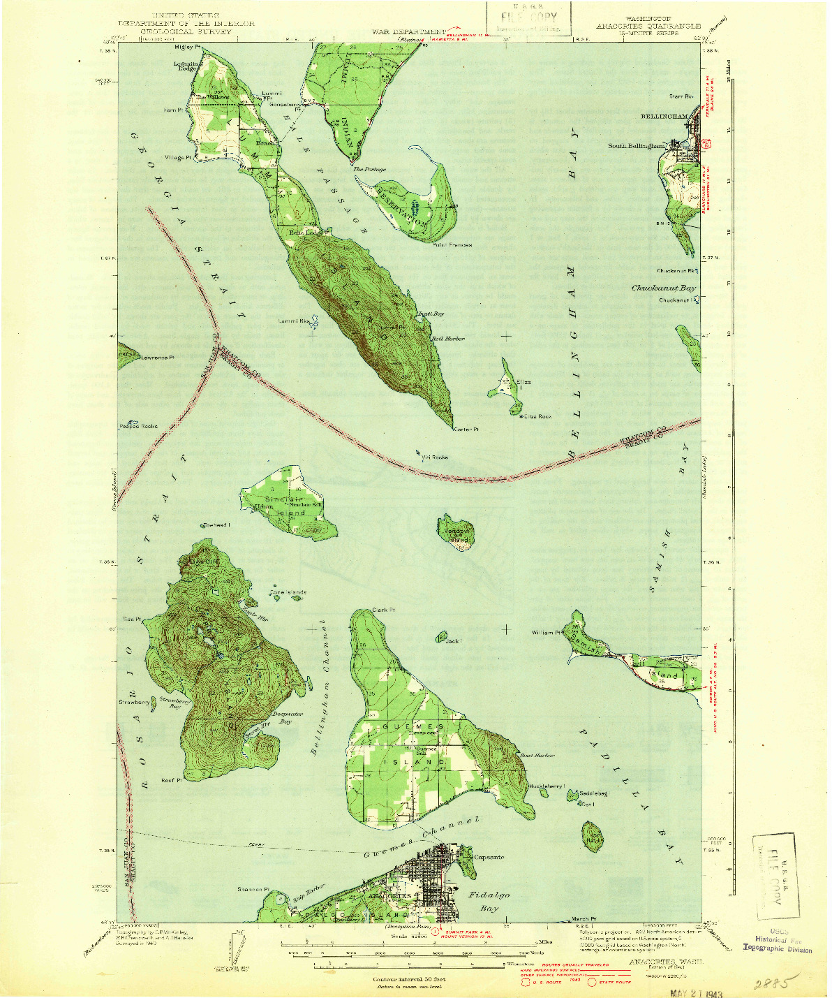 USGS 1:62500-SCALE QUADRANGLE FOR ANACORTES, WA 1943