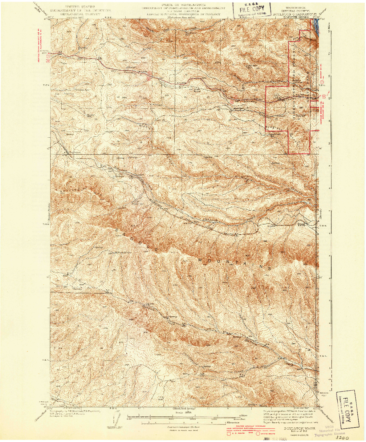 USGS 1:62500-SCALE QUADRANGLE FOR BOYLSTON, WA 1943