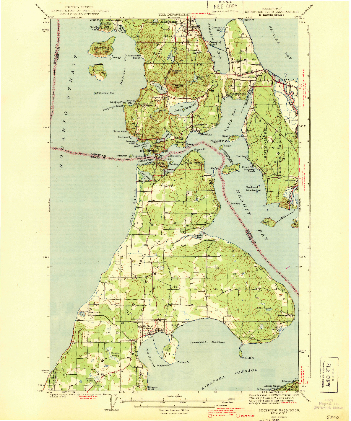 USGS 1:62500-SCALE QUADRANGLE FOR DECEPTION PASS, WA 1943