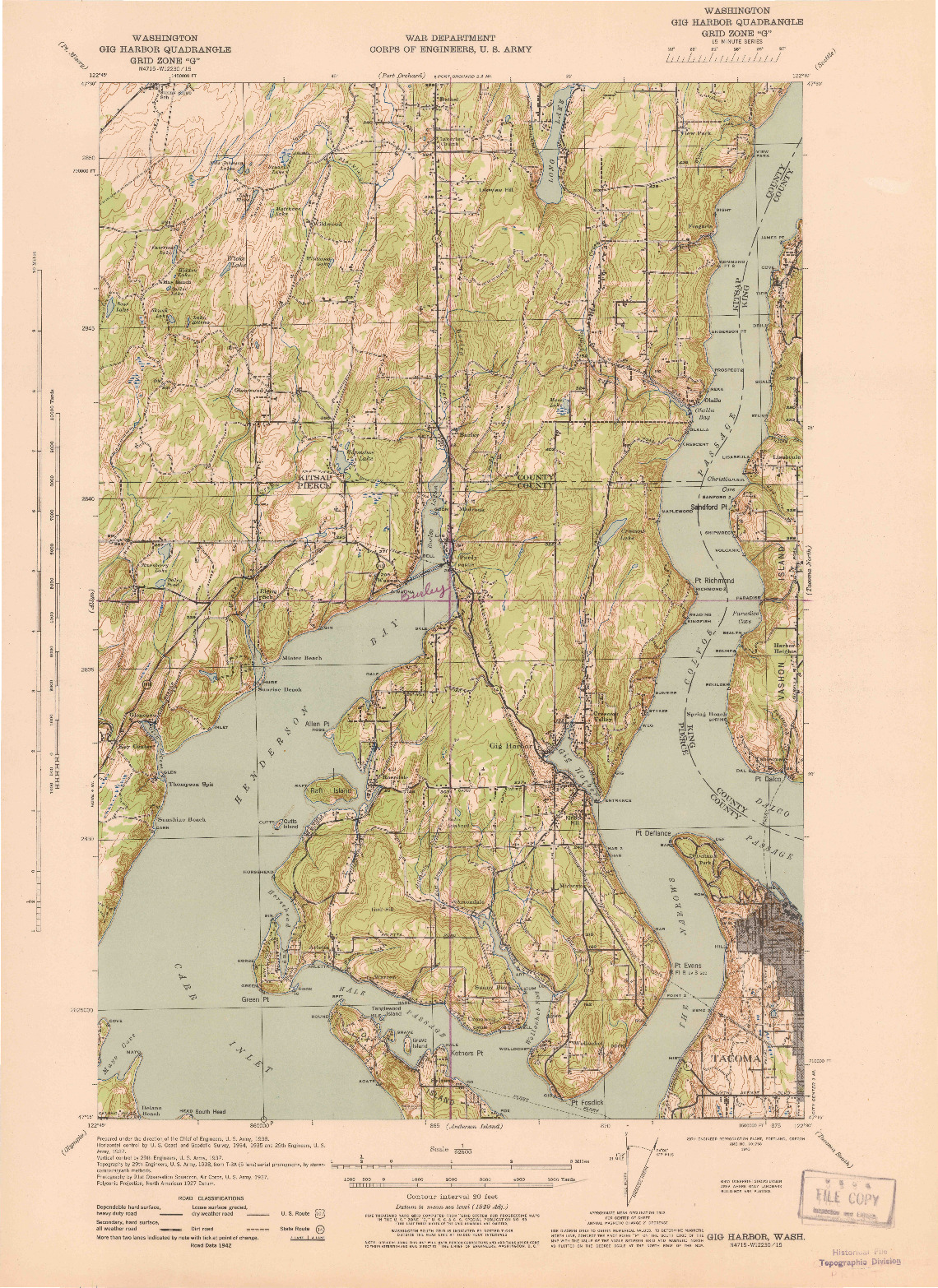 USGS 1:62500-SCALE QUADRANGLE FOR GIG HARBOR, WA 1943