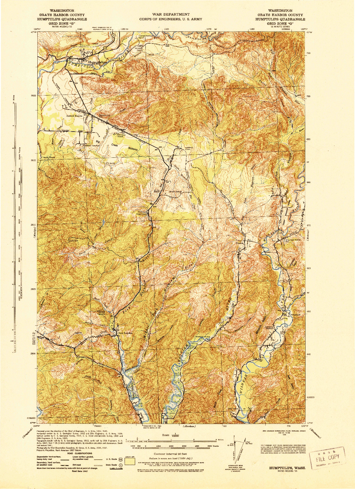 USGS 1:62500-SCALE QUADRANGLE FOR HUMPTULIPS, WA 1943