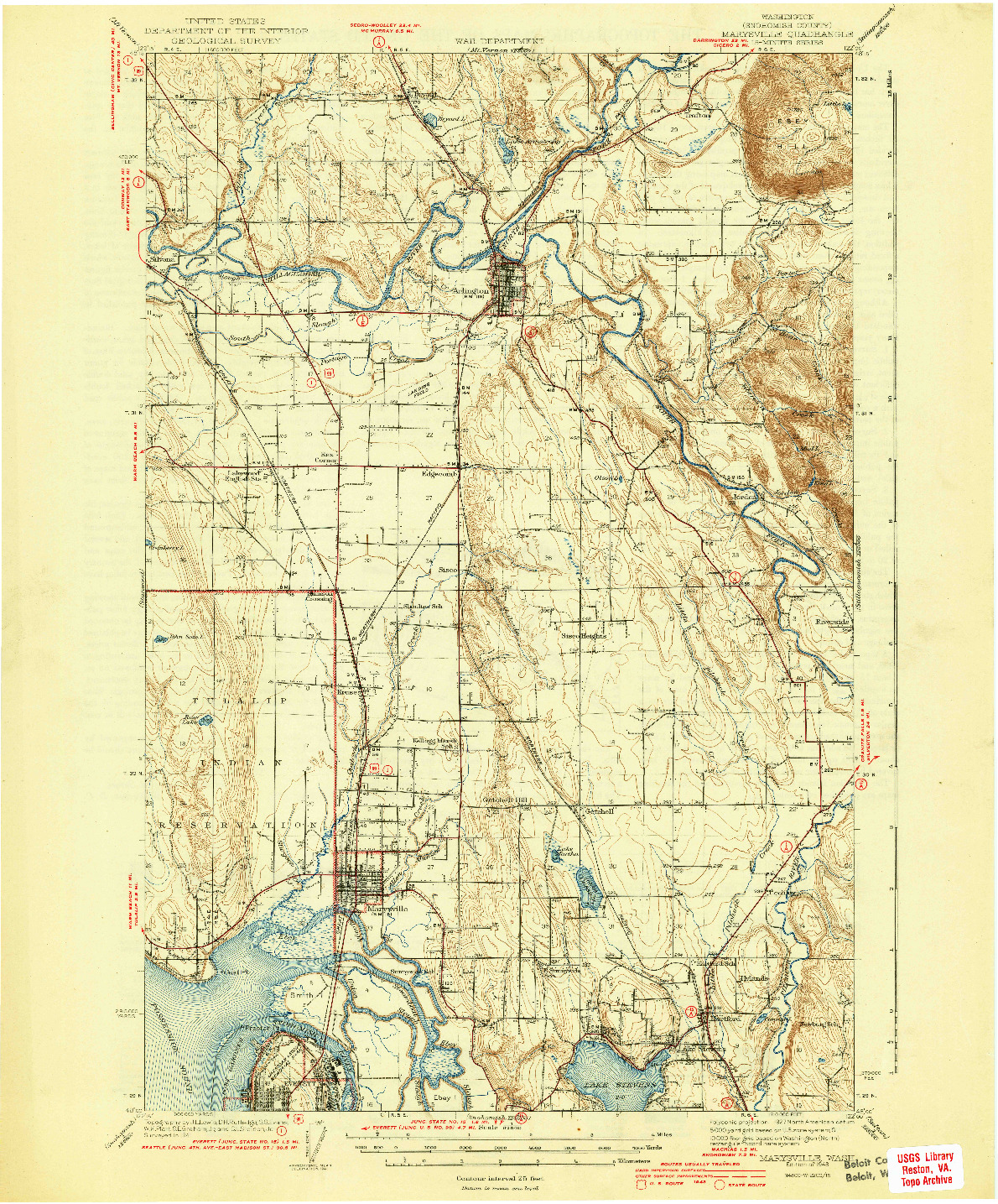 USGS 1:62500-SCALE QUADRANGLE FOR MARYSVILLE, WA 1943