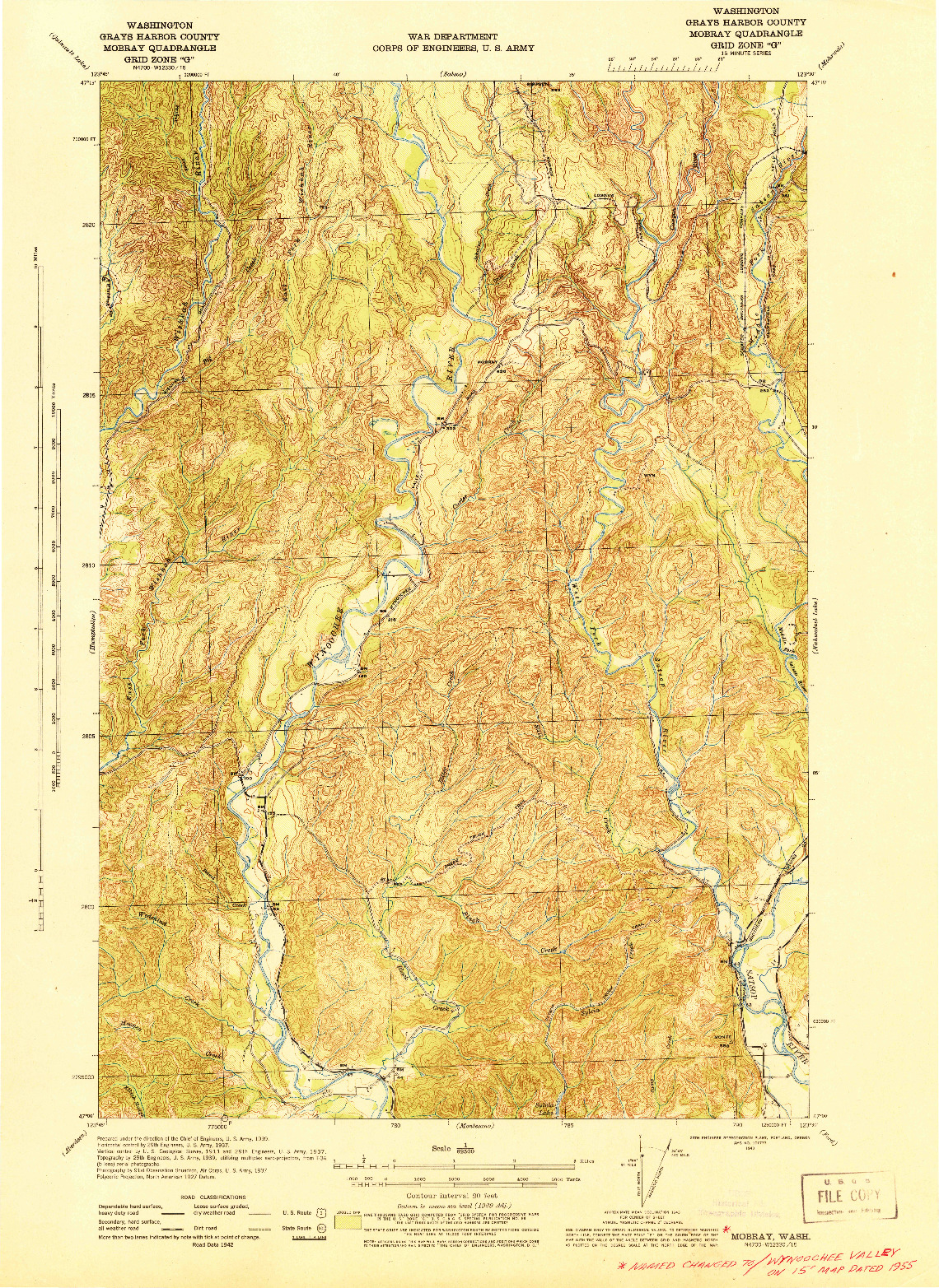 USGS 1:62500-SCALE QUADRANGLE FOR MOBRAY, WA 1943
