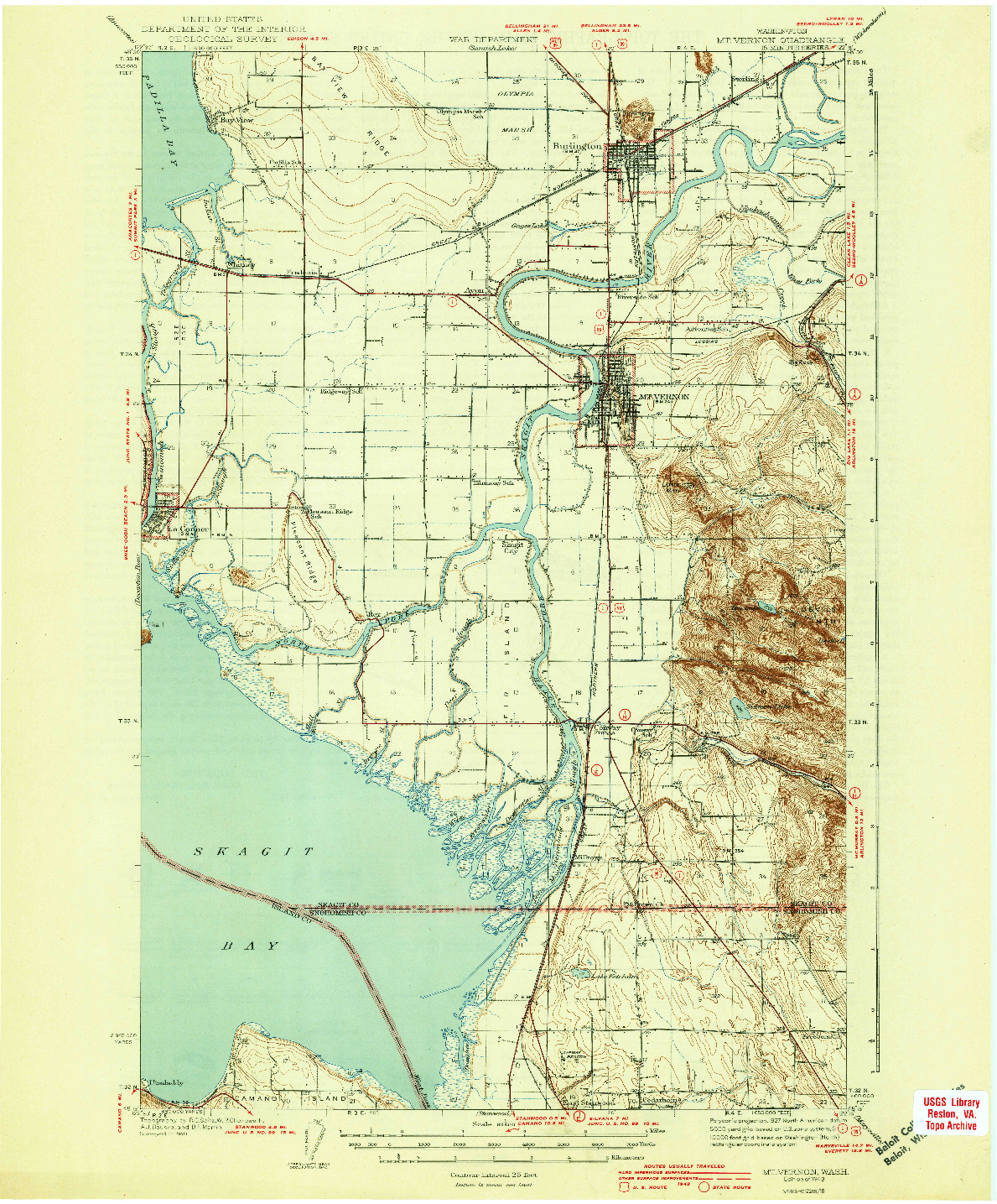 USGS 1:62500-SCALE QUADRANGLE FOR MT VERNON, WA 1943