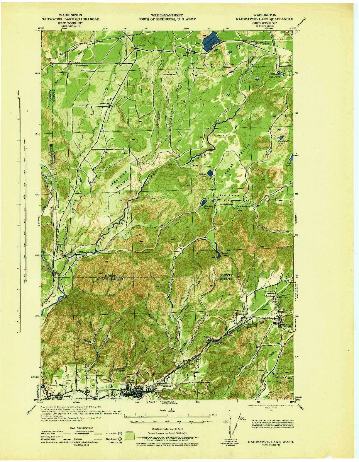 USGS 1:62500-SCALE QUADRANGLE FOR NAHWATZEL LAKE, WA 1943