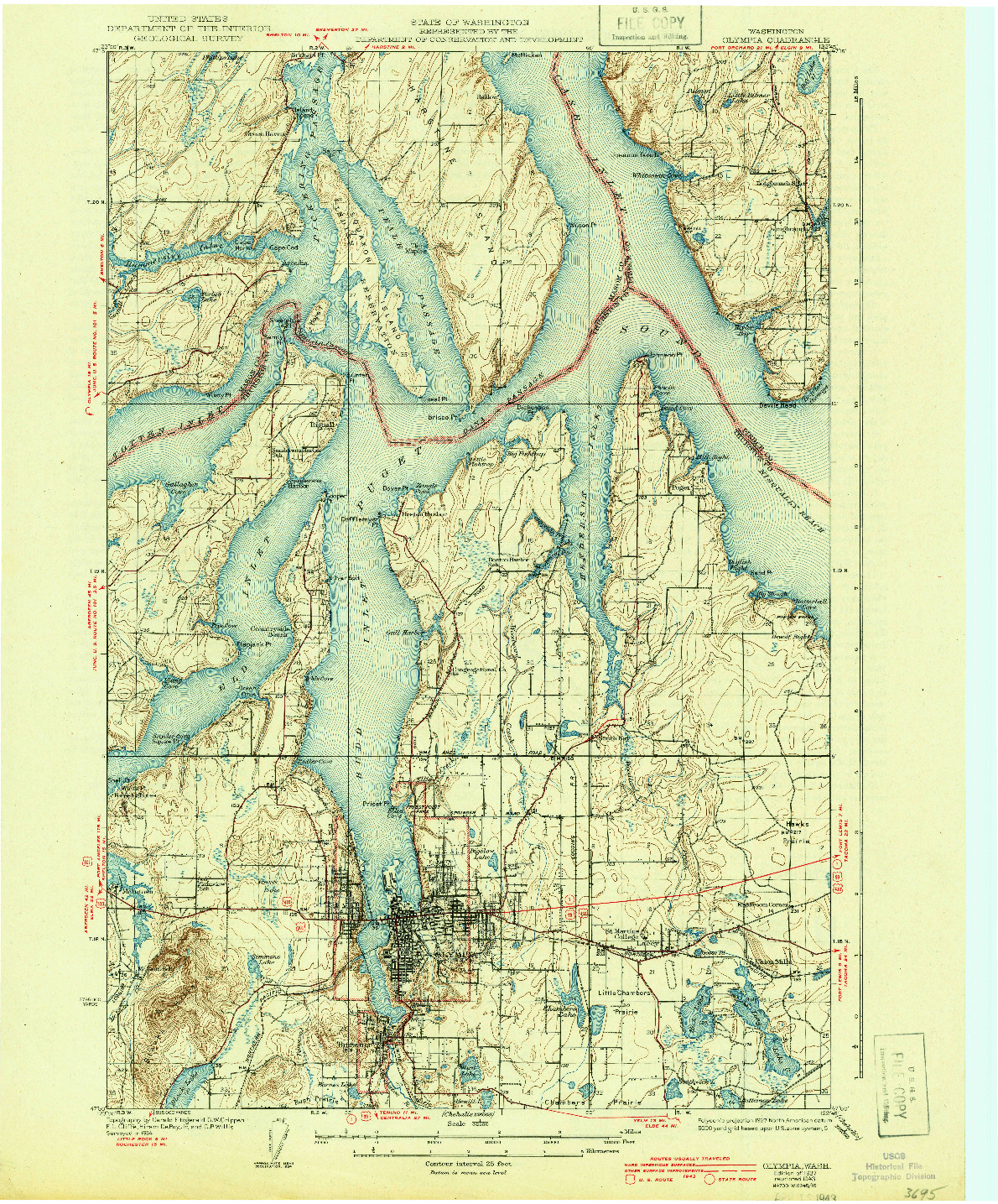 USGS 1:62500-SCALE QUADRANGLE FOR OLYMPIA, WA 1937