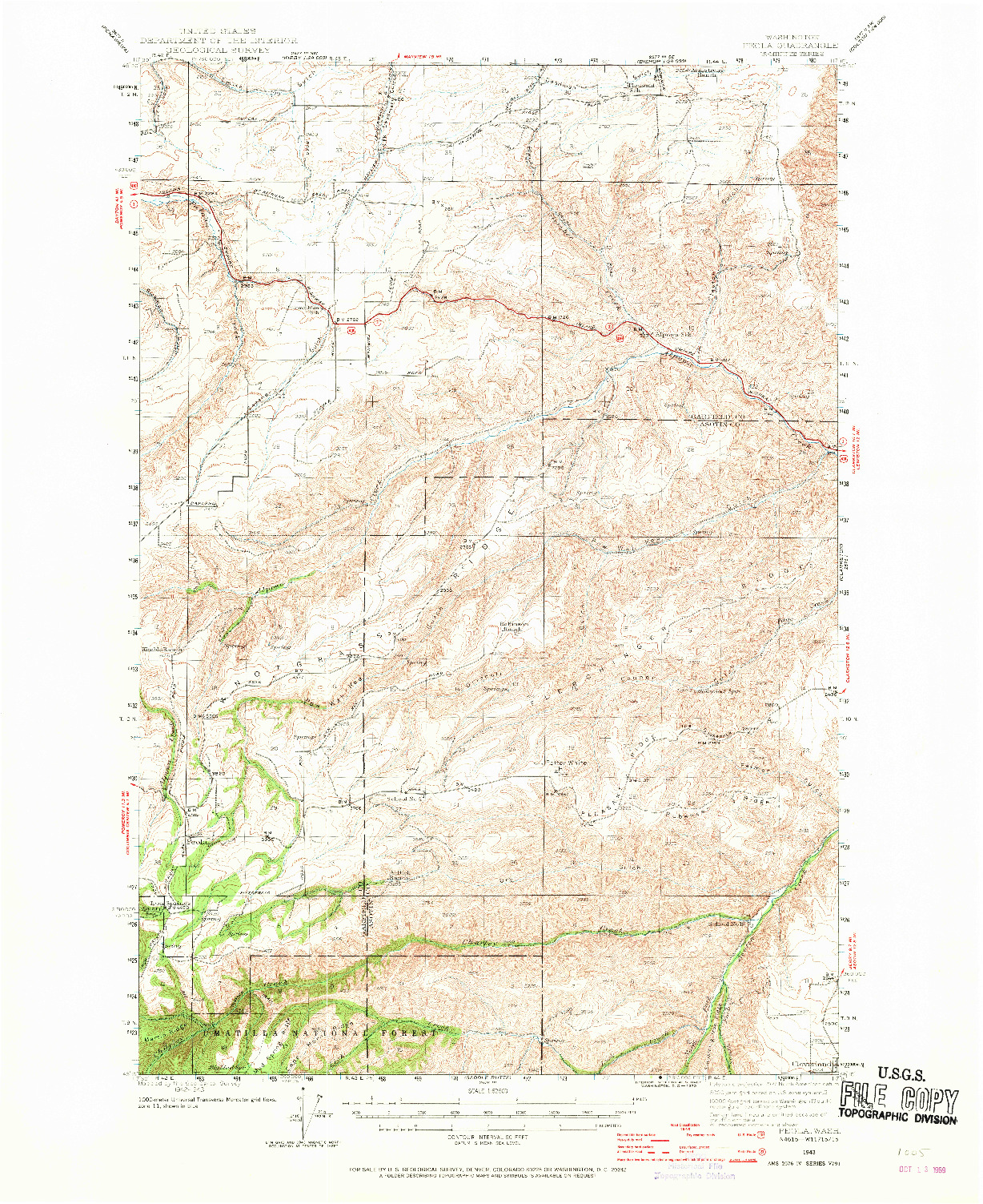 USGS 1:62500-SCALE QUADRANGLE FOR PEOLA, WA 1943
