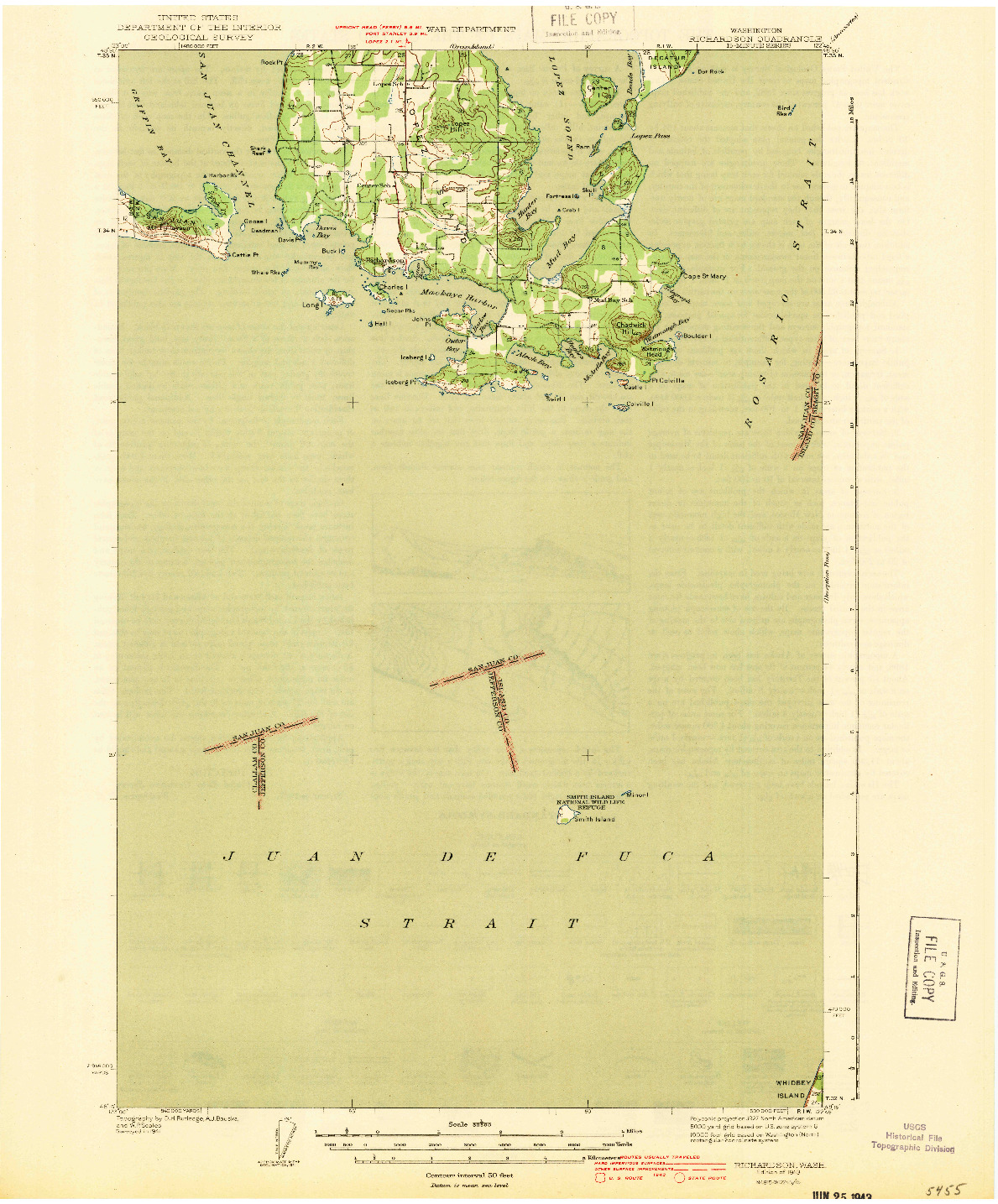 USGS 1:62500-SCALE QUADRANGLE FOR RICHARDSON, WA 1943