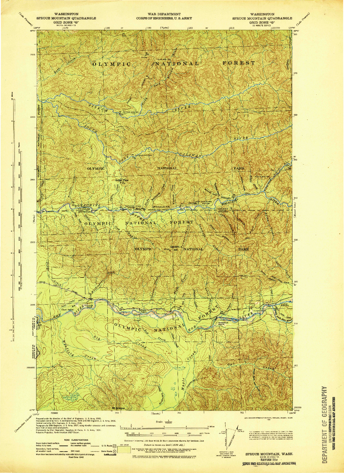 USGS 1:62500-SCALE QUADRANGLE FOR SPRUCE MOUNTAIN, WA 1943