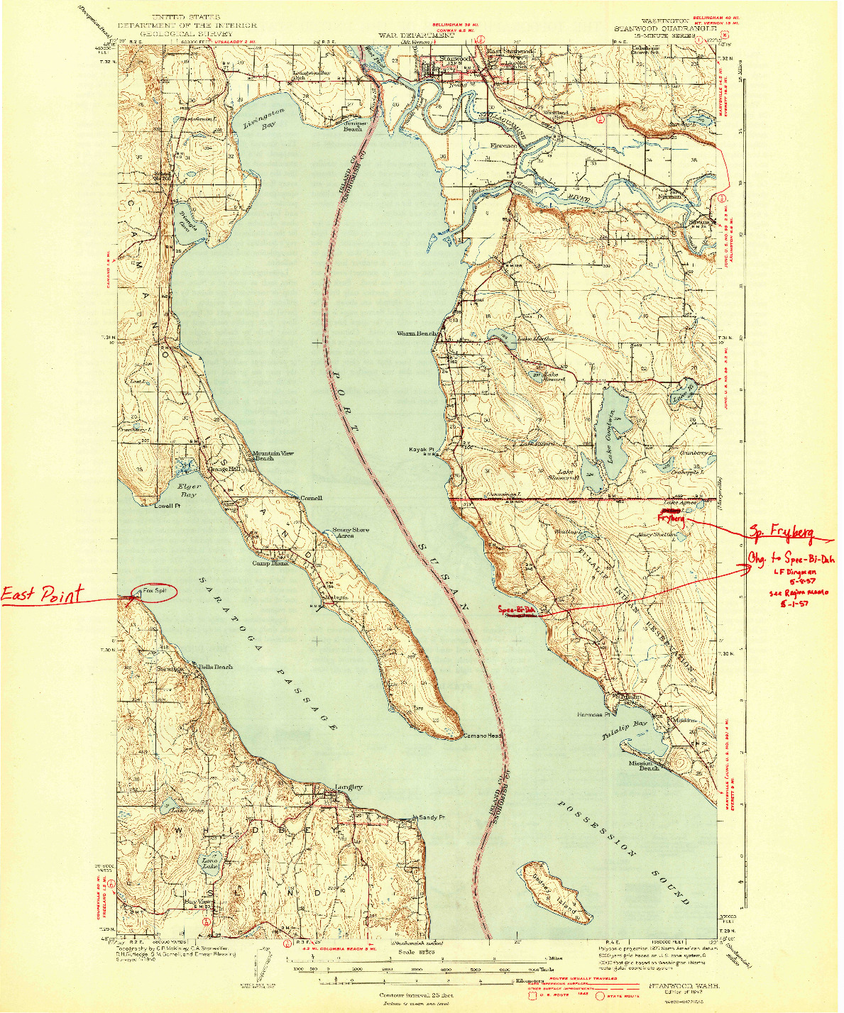 USGS 1:62500-SCALE QUADRANGLE FOR STANWOOD, WA 1943