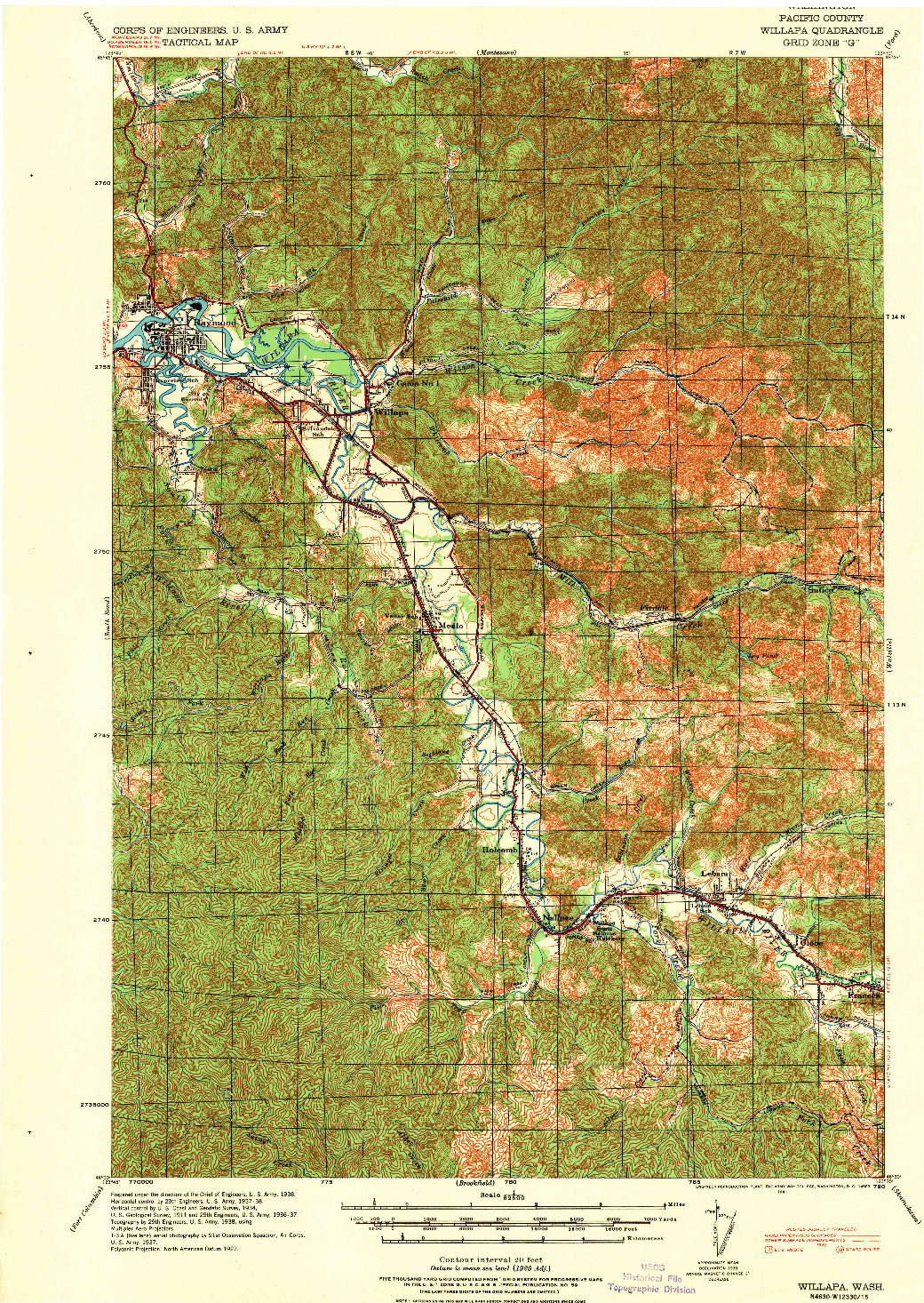 USGS 1:62500-SCALE QUADRANGLE FOR WILLAPA, WA 1943