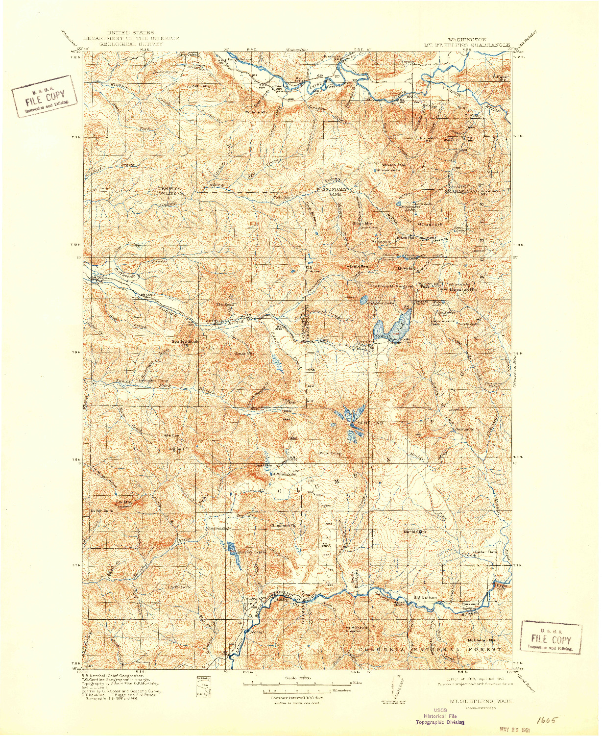 USGS 1:125000-SCALE QUADRANGLE FOR MT ST. HELENS, WA 1919