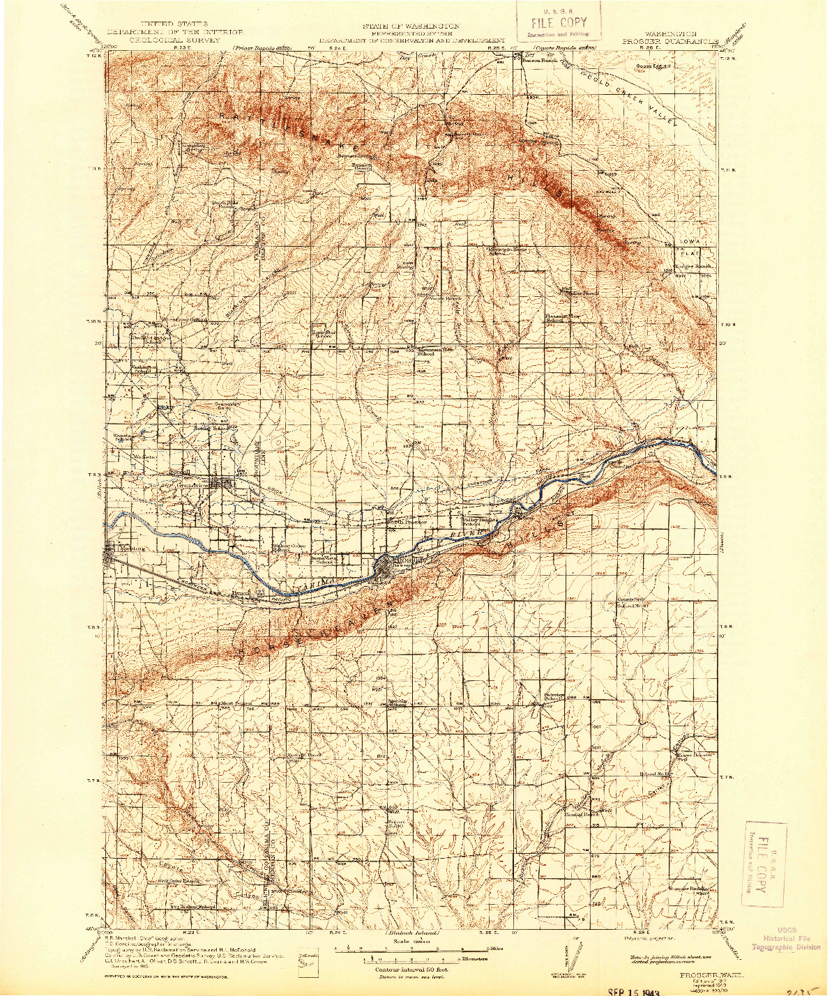 USGS 1:125000-SCALE QUADRANGLE FOR PROSSER, WA 1917
