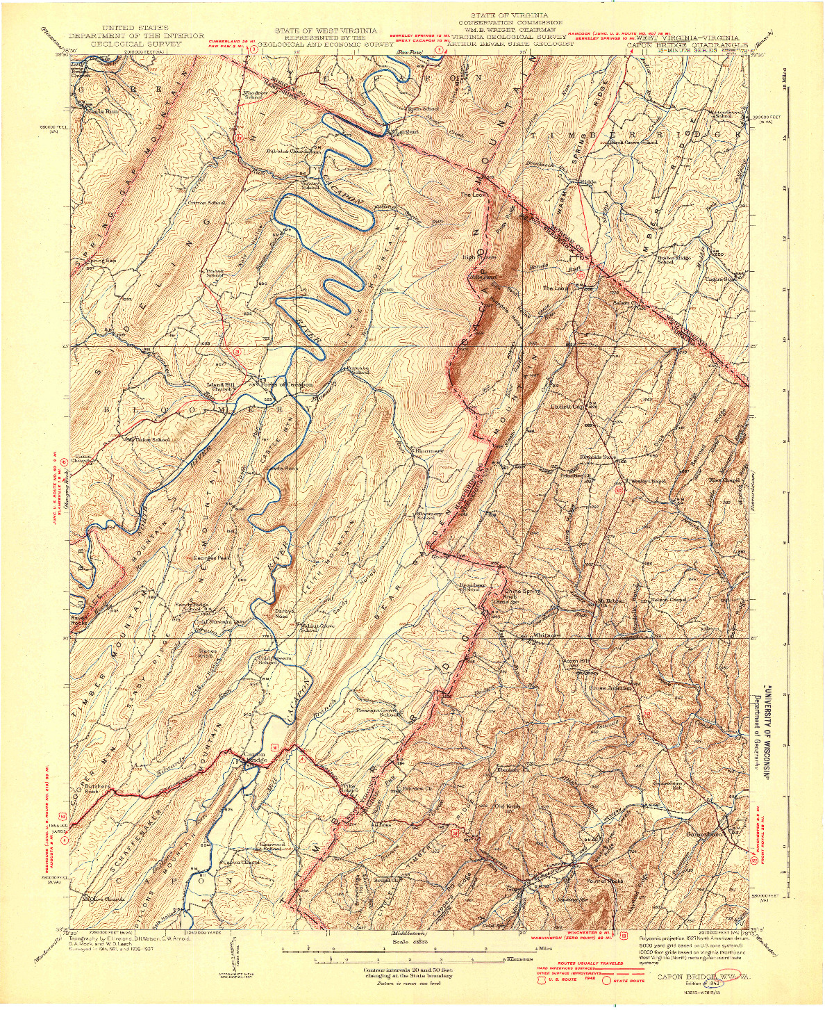 USGS 1:62500-SCALE QUADRANGLE FOR CAPON BRIDGE, WV 1943