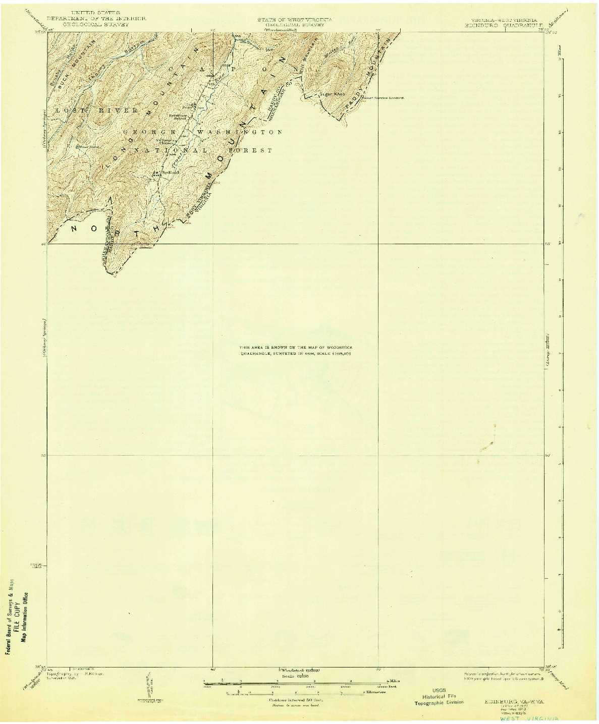 USGS 1:62500-SCALE QUADRANGLE FOR EDINBURG, WV 1923