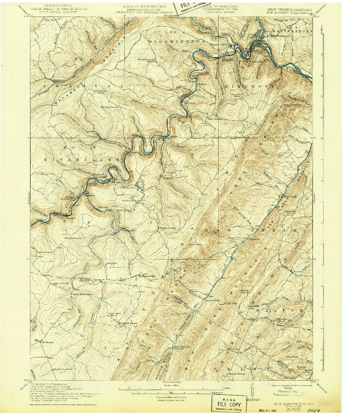 USGS 1:62500-SCALE QUADRANGLE FOR ELK GARDEN, WV 1922