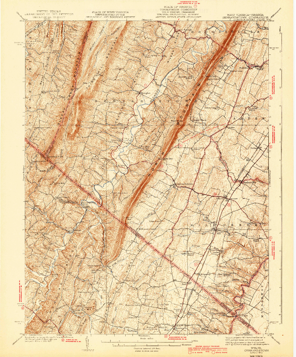 USGS 1:62500-SCALE QUADRANGLE FOR GERRARDSTOWN, WV 1943