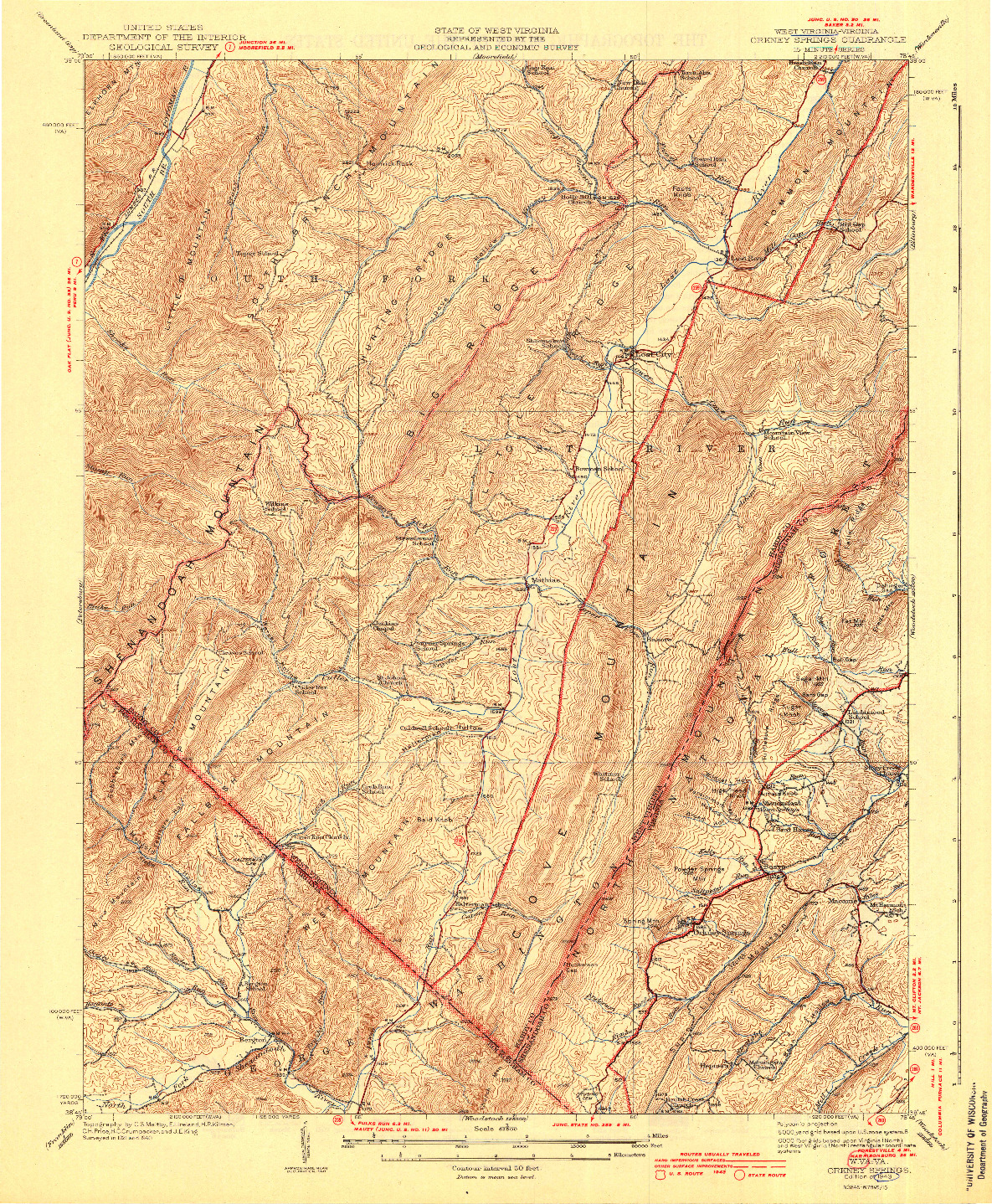 USGS 1:62500-SCALE QUADRANGLE FOR ORKNEY SPRINGS, WV 1943