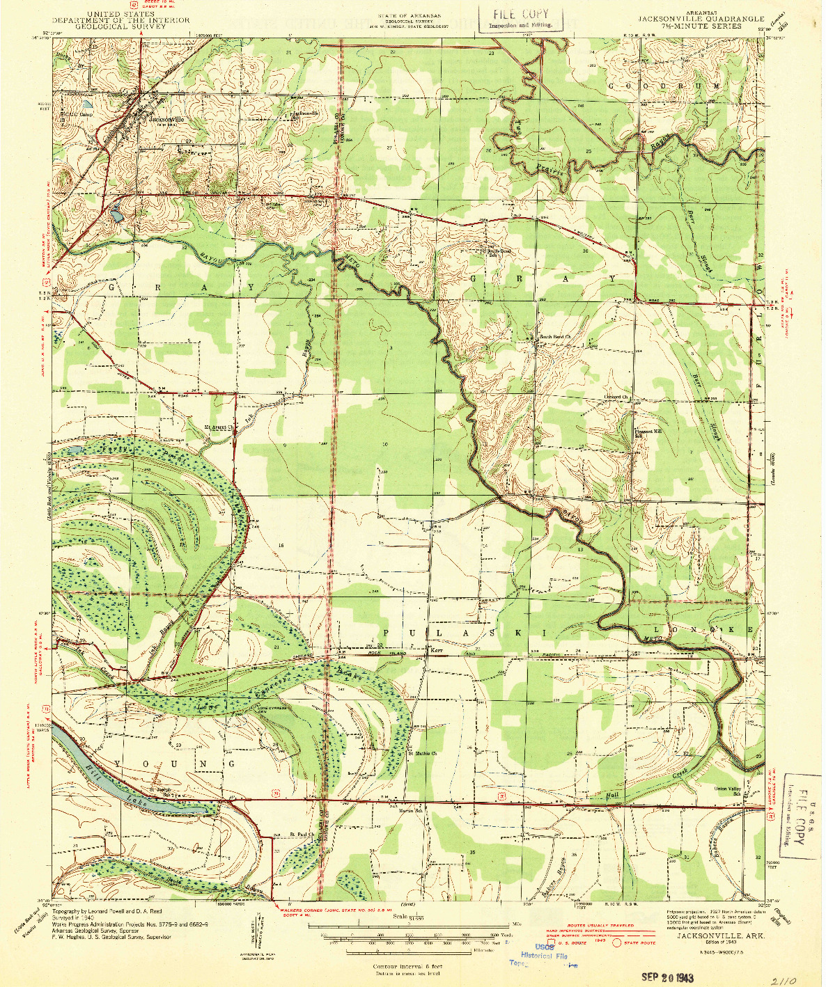 USGS 1:31680-SCALE QUADRANGLE FOR JACKSONVILLE, AR 1943