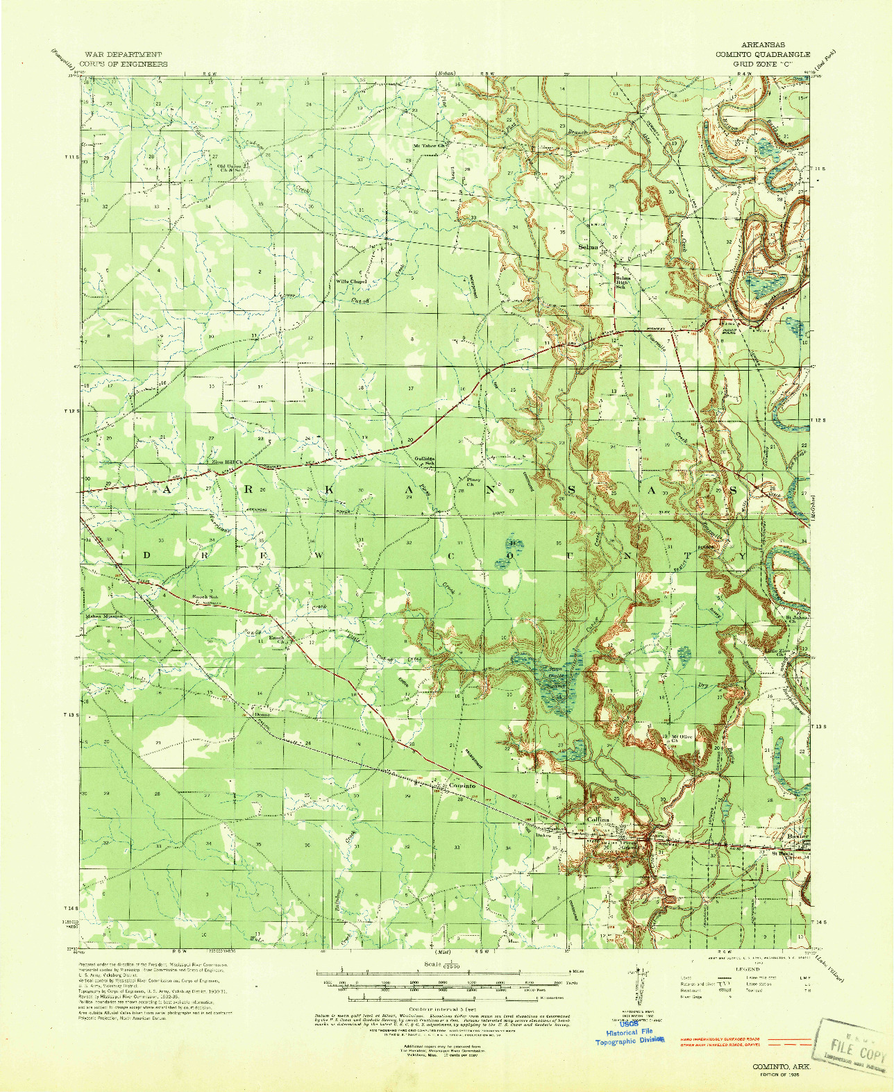 USGS 1:62500-SCALE QUADRANGLE FOR COMINTO, AR 1935