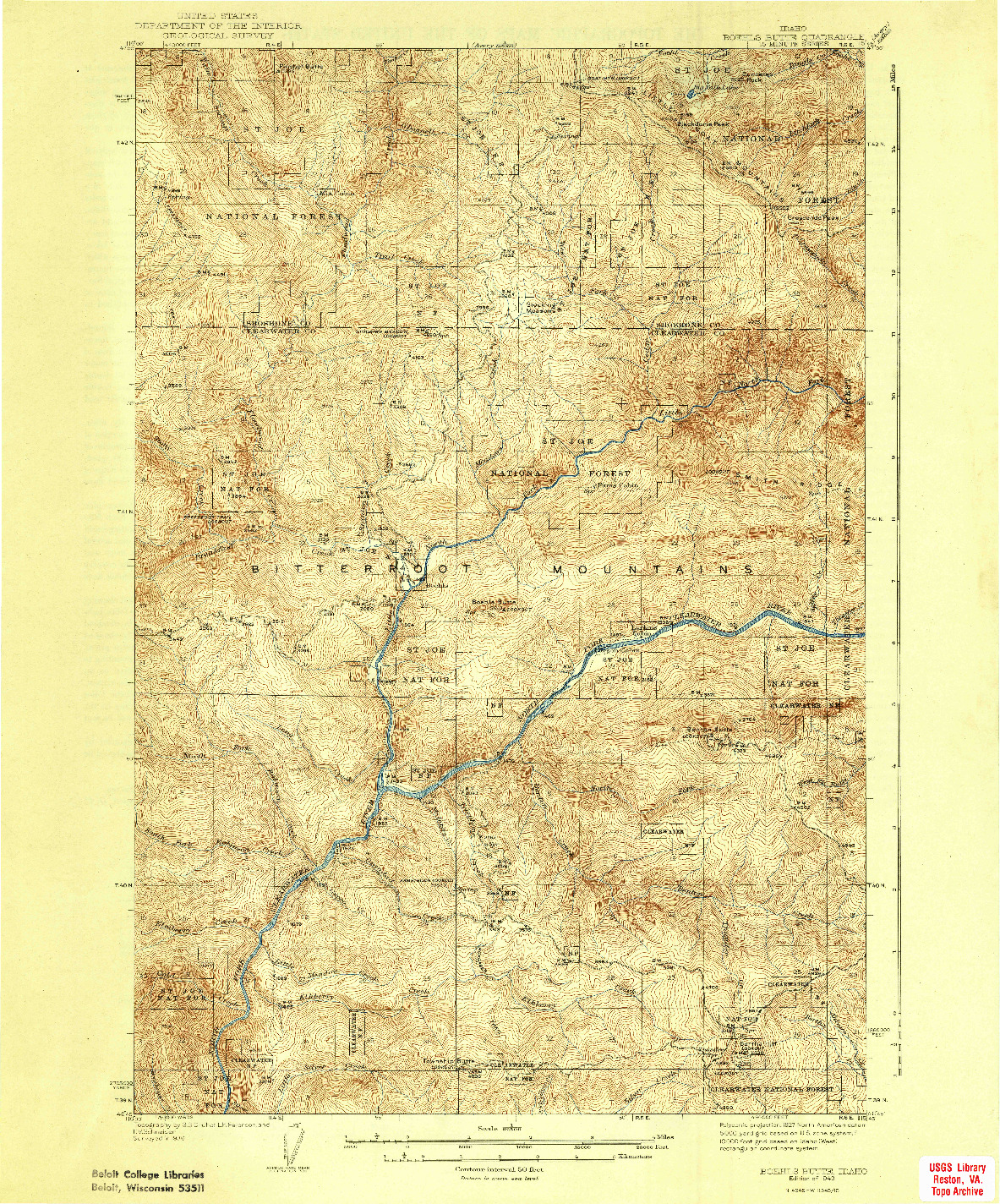 USGS 1:62500-SCALE QUADRANGLE FOR BOEHLS BUTTE, ID 1943