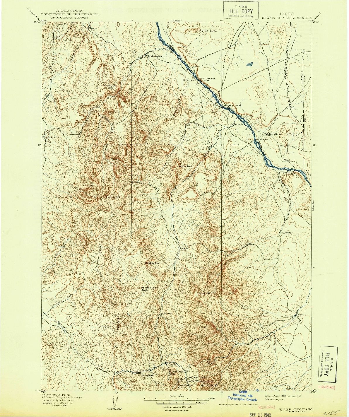 USGS 1:125000-SCALE QUADRANGLE FOR SILVER CITY, ID 1898