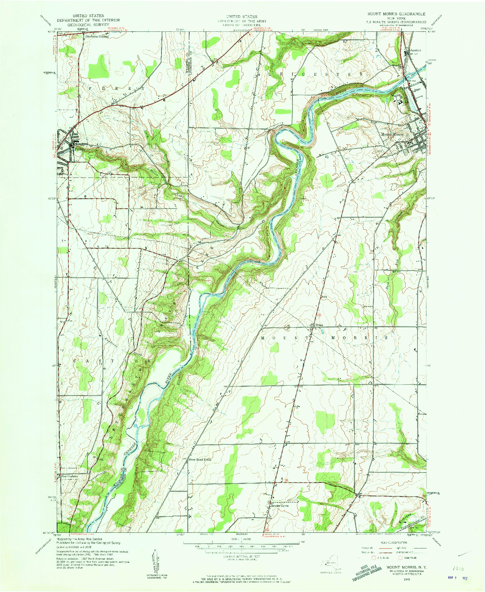 USGS 1:24000-SCALE QUADRANGLE FOR MOUNT MORRIS, NY 1943