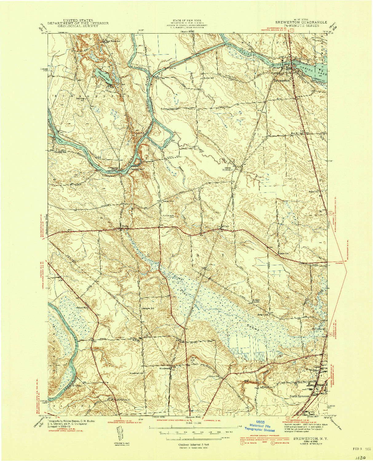 USGS 1:31680-SCALE QUADRANGLE FOR BREWERTON, NY 1943