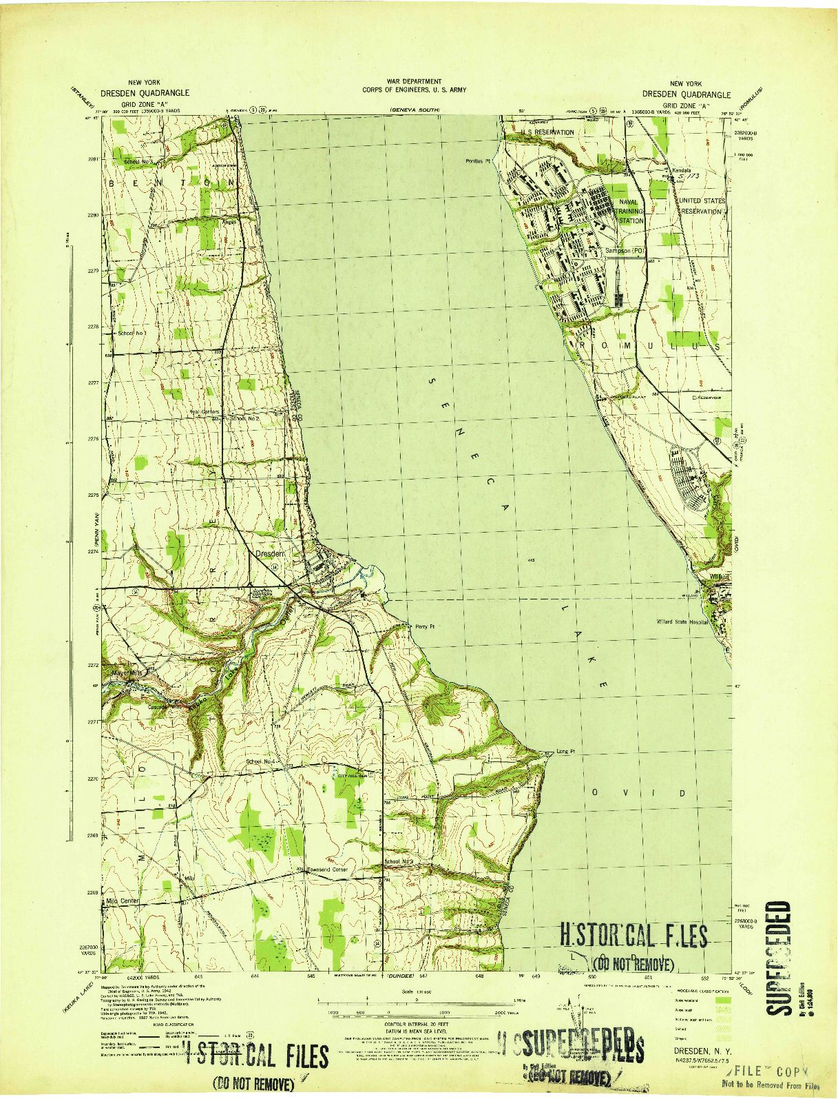 USGS 1:31680-SCALE QUADRANGLE FOR DRESDEN, NY 1943