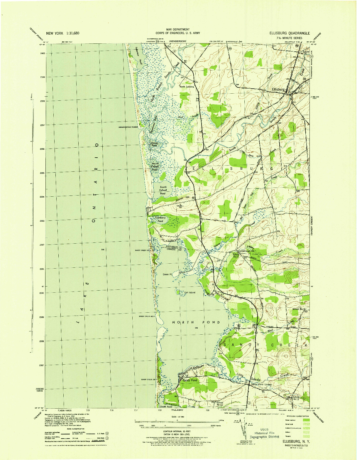 USGS 1:31680-SCALE QUADRANGLE FOR ELLISBURG, NY 1943