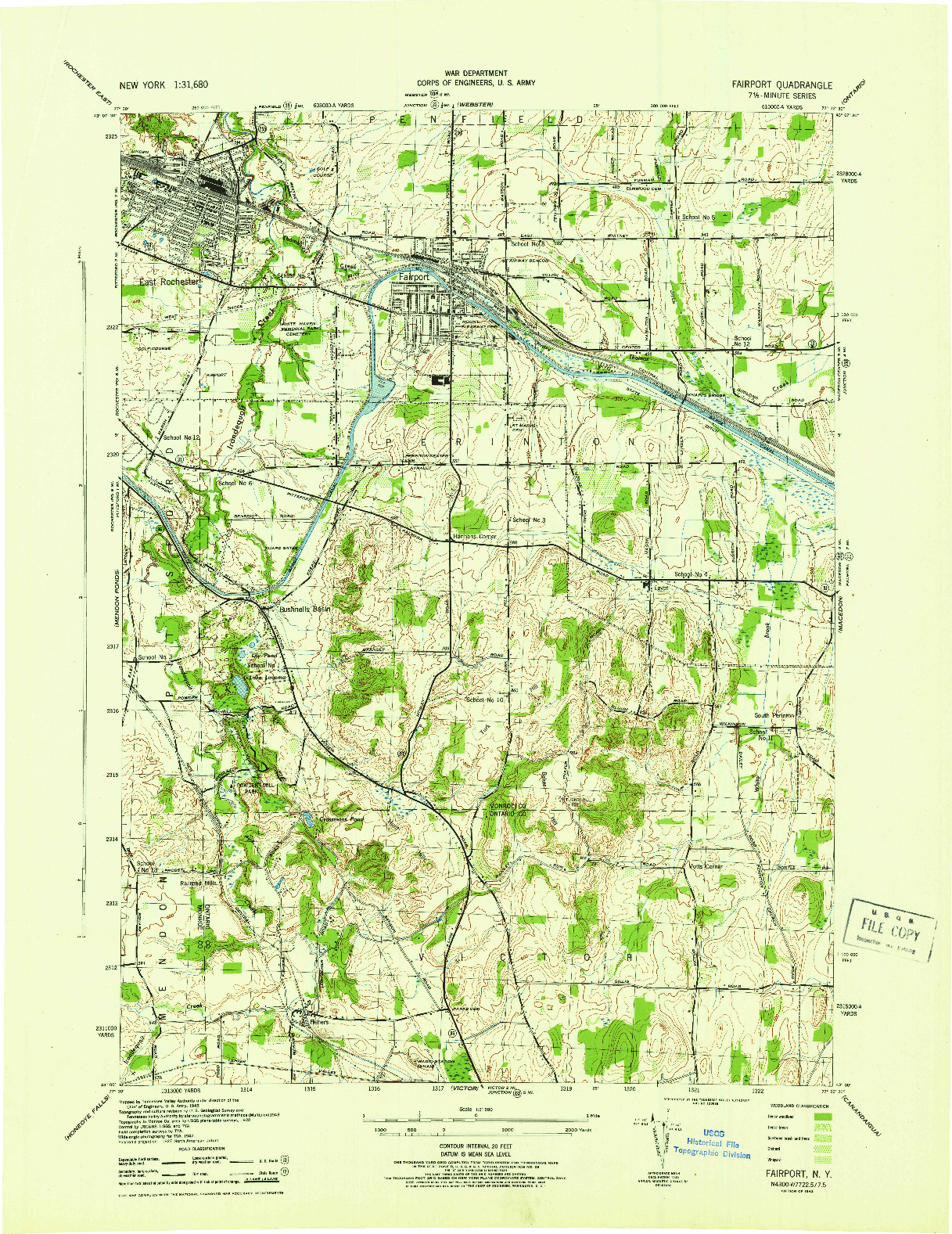 USGS 1:31680-SCALE QUADRANGLE FOR FAIRPORT, NY 1943