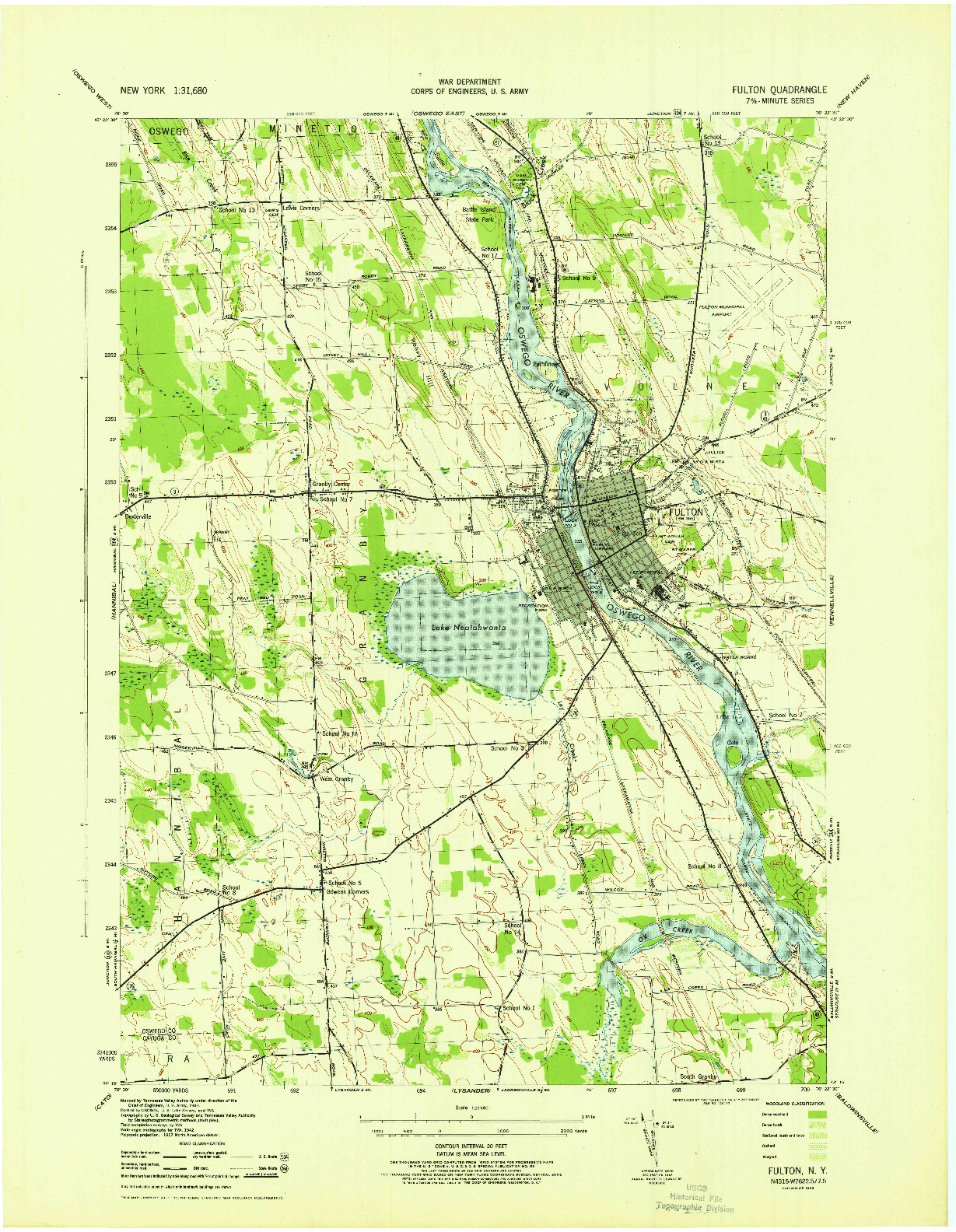 USGS 1:31680-SCALE QUADRANGLE FOR FULTON, NY 1943