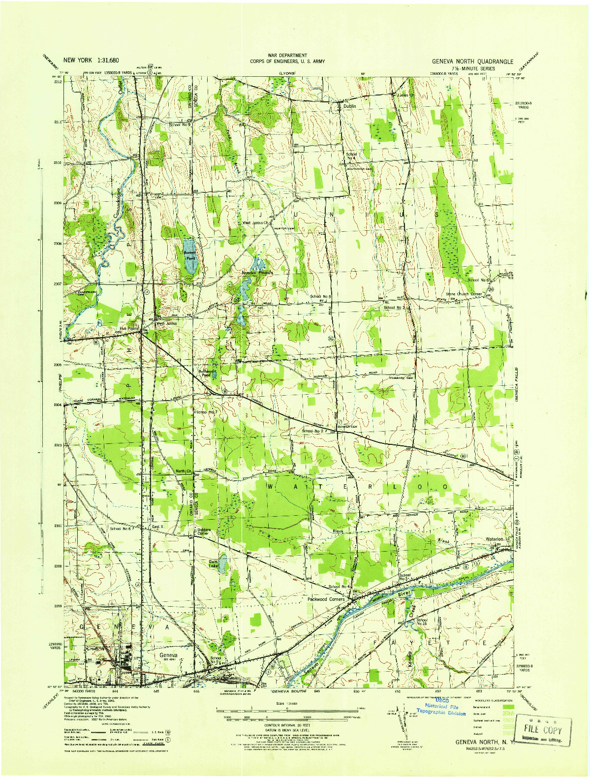 USGS 1:31680-SCALE QUADRANGLE FOR GENEVA NORTH, NY 1943