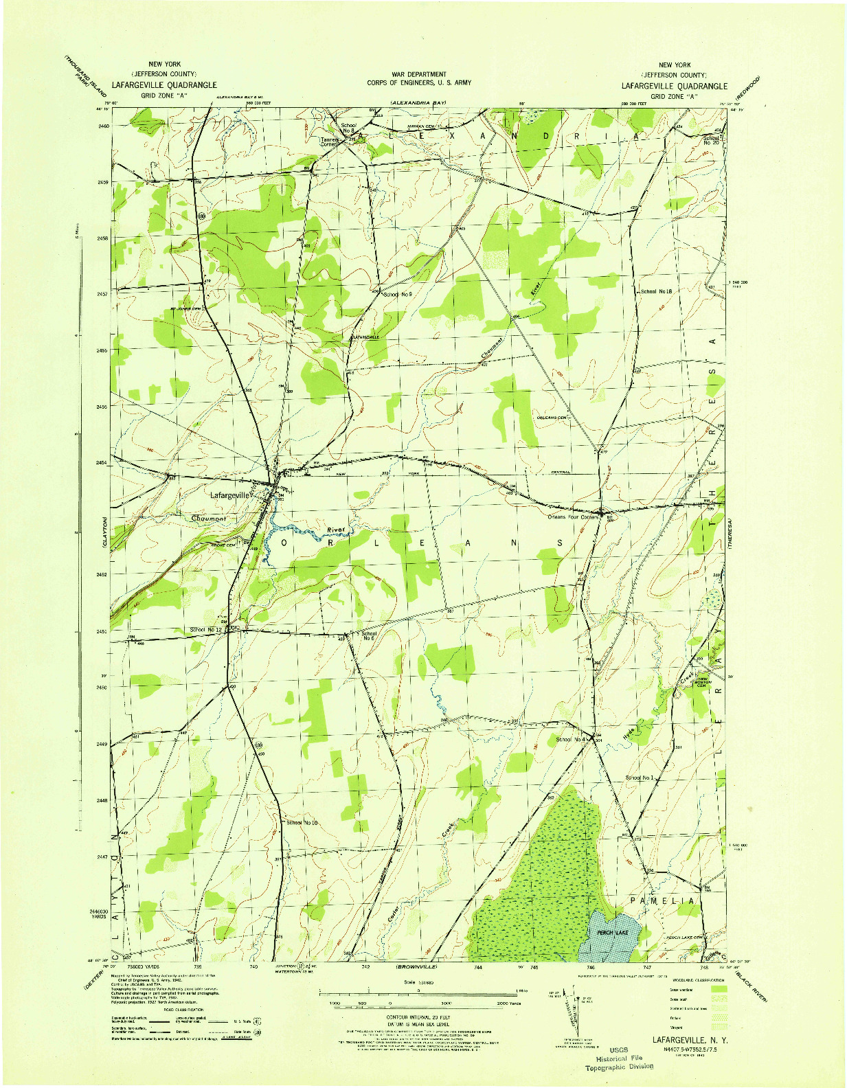 USGS 1:31680-SCALE QUADRANGLE FOR LAFARGEVILLE, NY 1943