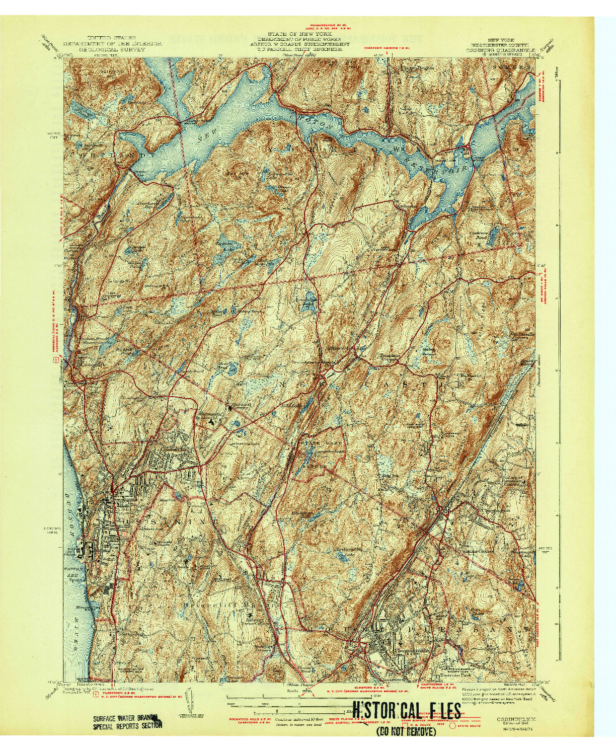 USGS 1:31680-SCALE QUADRANGLE FOR OSSINING, NY 1943