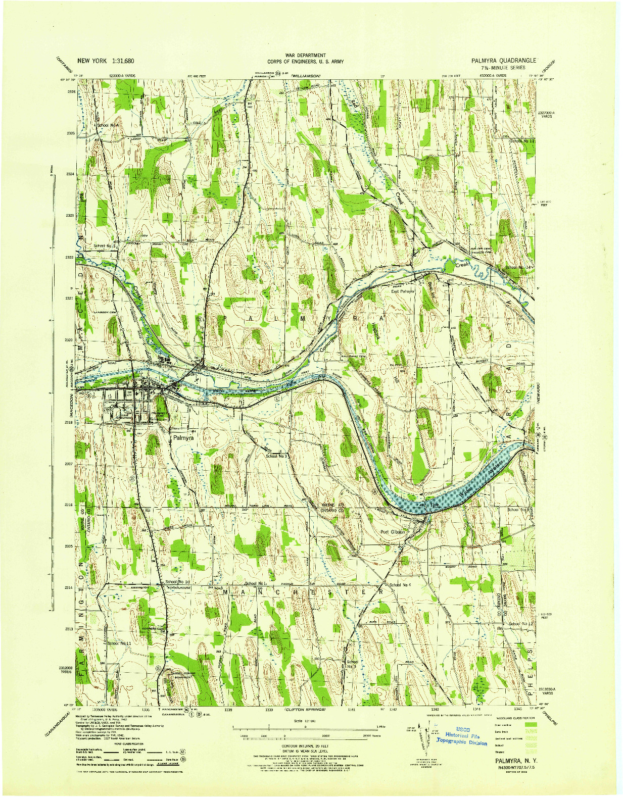 USGS 1:31680-SCALE QUADRANGLE FOR PALMYRA, NY 1943