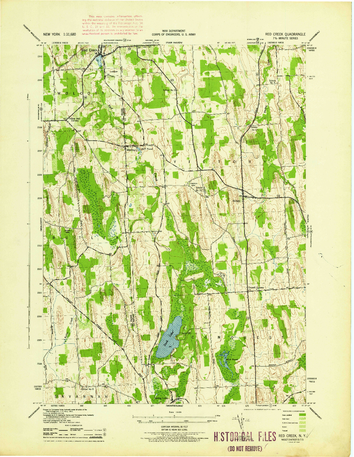 USGS 1:31680-SCALE QUADRANGLE FOR RED CREEK, NY 1943