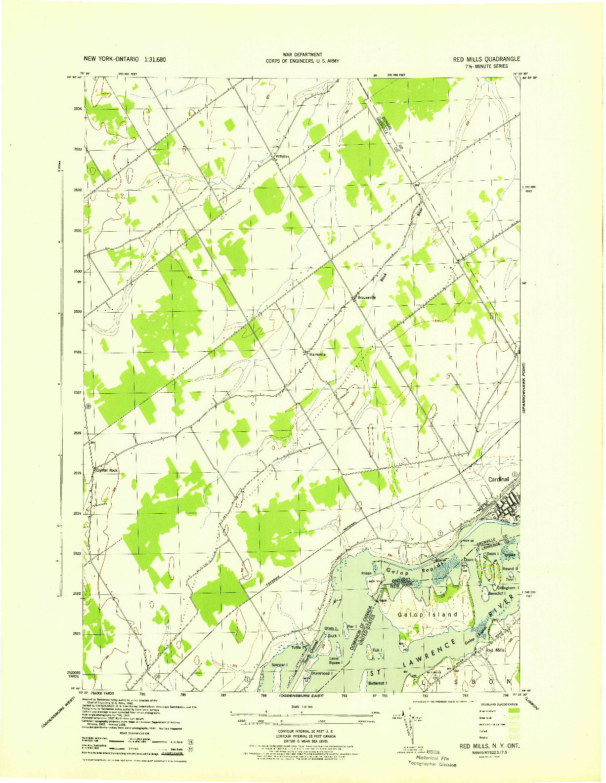 USGS 1:31680-SCALE QUADRANGLE FOR RED MILLS, NY 1943