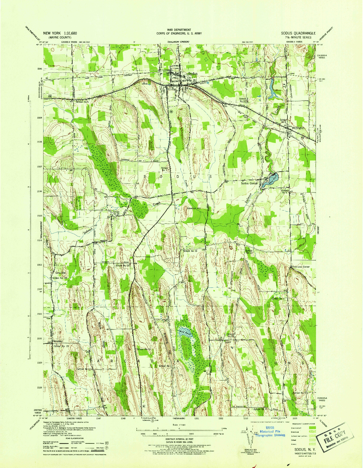 USGS 1:31680-SCALE QUADRANGLE FOR SODUS, NY 1943